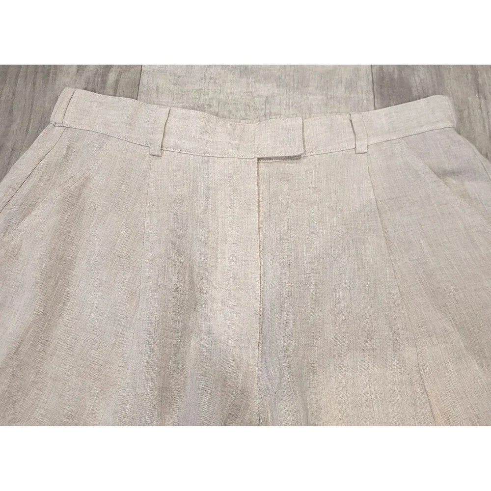 Brunello Cucinelli High-Waisted Linen Tailored Shorts Beige Size M MB650EP999
